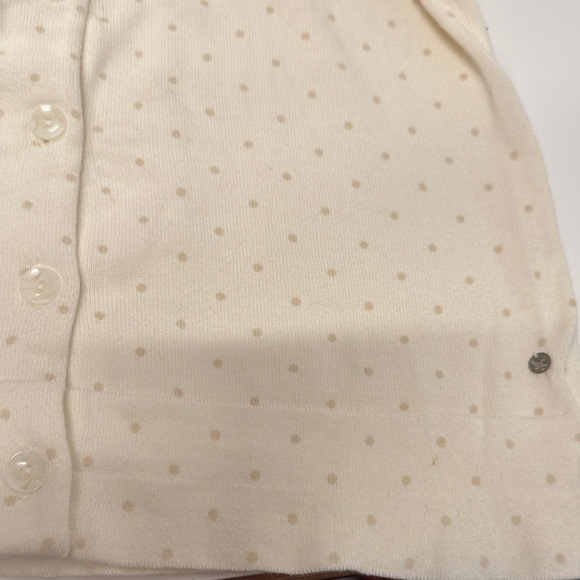 Eddie Bauer Polka Dot Cardigan 3/4 length sleeves size M Ivory w/gold polka dots - Picture 6 of 6